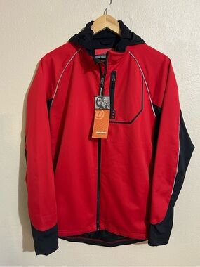 Novara Men's Red Hooded Softshell Cycling Jacket Size Large Full Zip